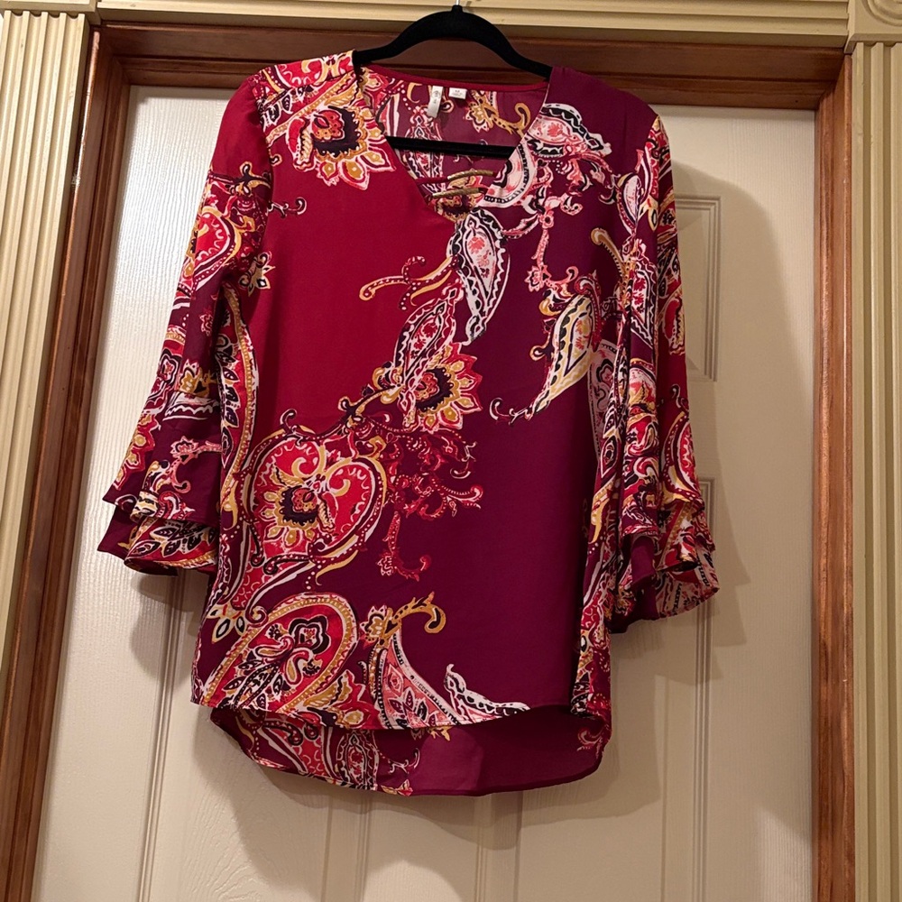 Paisley Women's Blouse - Burgundy